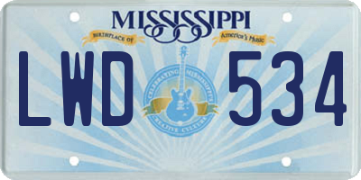 MS license plate LWD534