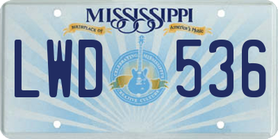 MS license plate LWD536