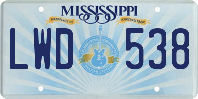 MS license plate LWD538