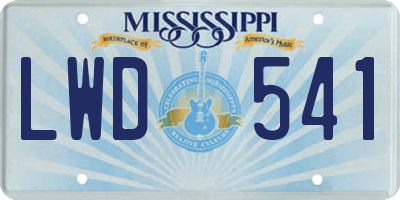 MS license plate LWD541