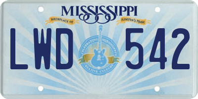 MS license plate LWD542