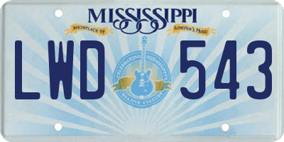 MS license plate LWD543