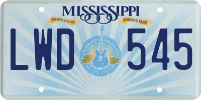 MS license plate LWD545