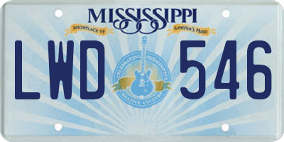 MS license plate LWD546
