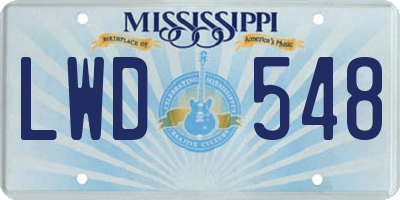 MS license plate LWD548