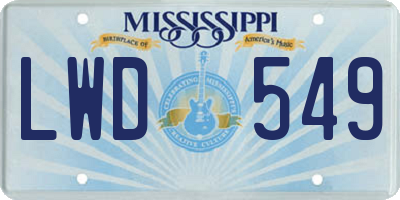 MS license plate LWD549