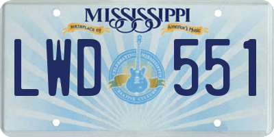 MS license plate LWD551