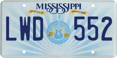 MS license plate LWD552