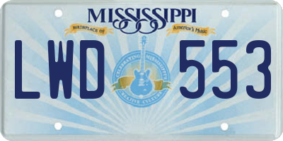 MS license plate LWD553