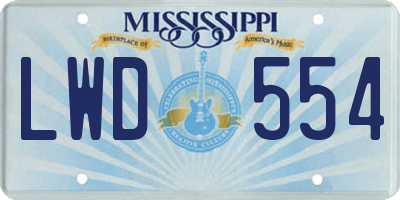 MS license plate LWD554