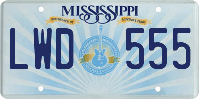 MS license plate LWD555