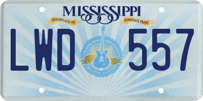 MS license plate LWD557