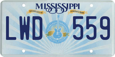 MS license plate LWD559