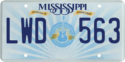 MS license plate LWD563