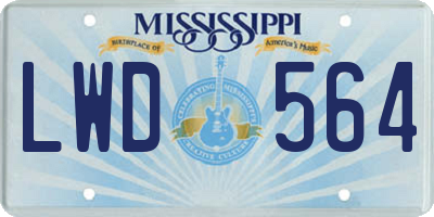MS license plate LWD564