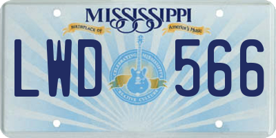MS license plate LWD566