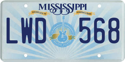 MS license plate LWD568