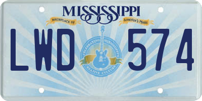 MS license plate LWD574