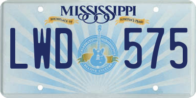 MS license plate LWD575