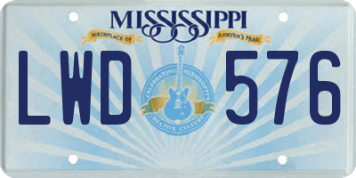 MS license plate LWD576