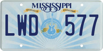 MS license plate LWD577