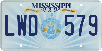 MS license plate LWD579