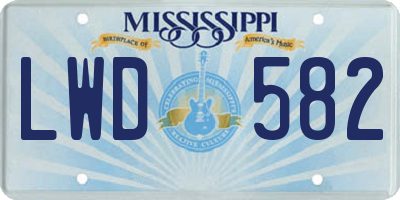 MS license plate LWD582