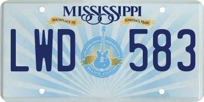 MS license plate LWD583
