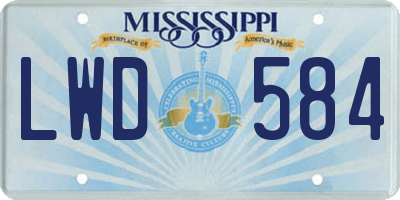 MS license plate LWD584