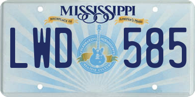 MS license plate LWD585