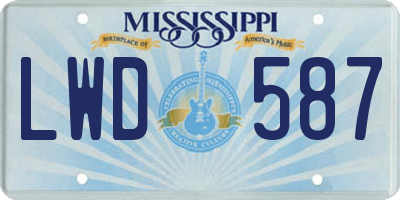 MS license plate LWD587