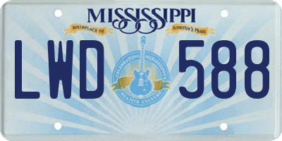 MS license plate LWD588
