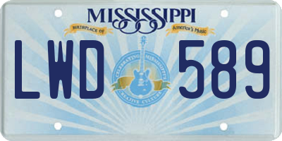 MS license plate LWD589