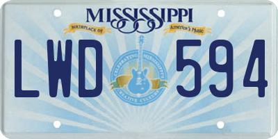 MS license plate LWD594