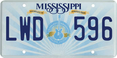 MS license plate LWD596