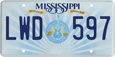 MS license plate LWD597