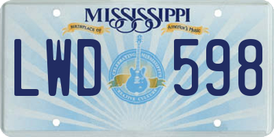 MS license plate LWD598