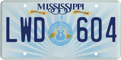 MS license plate LWD604