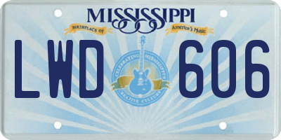 MS license plate LWD606