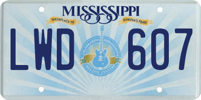 MS license plate LWD607