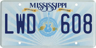 MS license plate LWD608