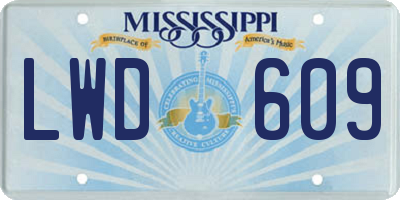 MS license plate LWD609