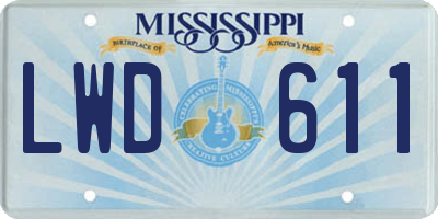MS license plate LWD611