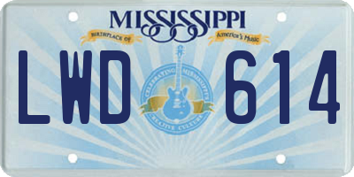 MS license plate LWD614