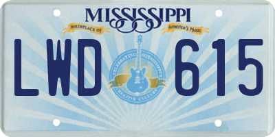 MS license plate LWD615