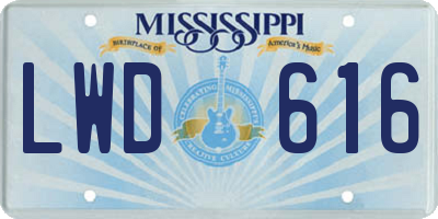 MS license plate LWD616