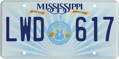 MS license plate LWD617