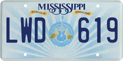 MS license plate LWD619