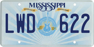 MS license plate LWD622