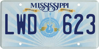 MS license plate LWD623